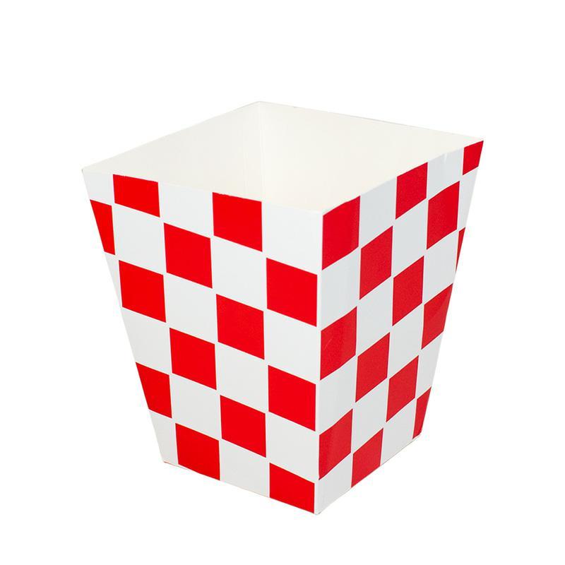 Kubełek papierowy 2500ml na kurczaka popcorn kratka czerwona