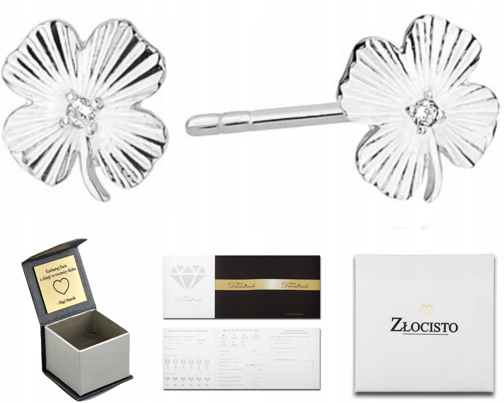 Náušnice S Brilianty Z Bílého Zlata A Jetelovými Jetelkami