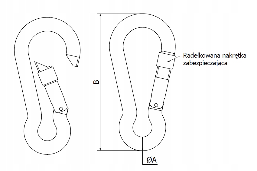 KARABIŃCZYK NIERDZEWNY Z ZABEZPIECZENIEM 4x40 mm. Rodzaj zakręcany