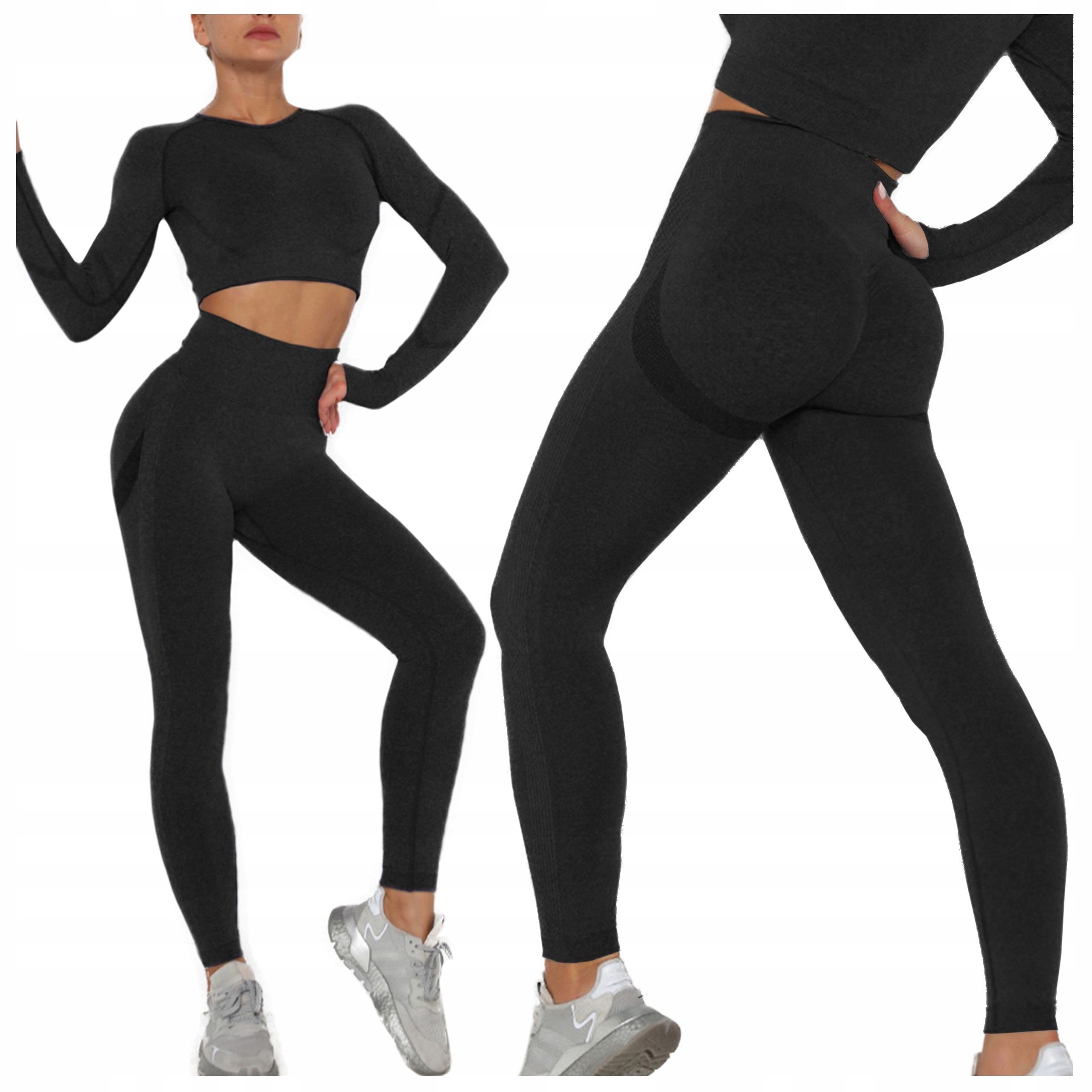 

Komplet fitness top sportowy legginsy bezszwowe L