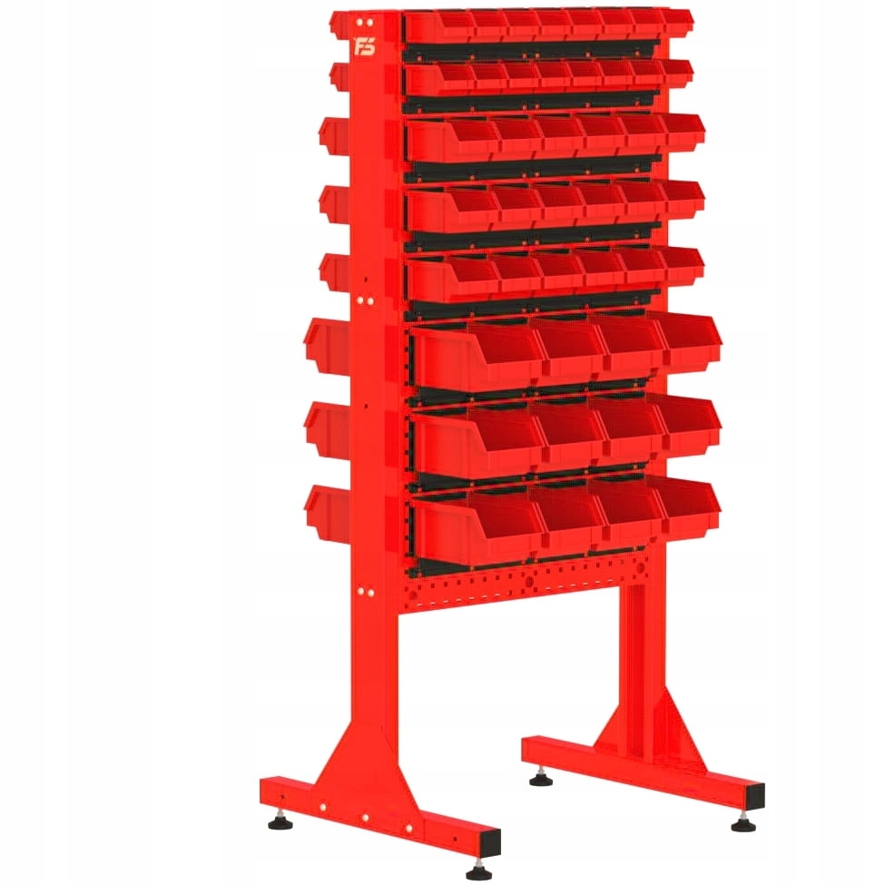 Stojak warsztatowy z pojemnikami Kolor czerwony