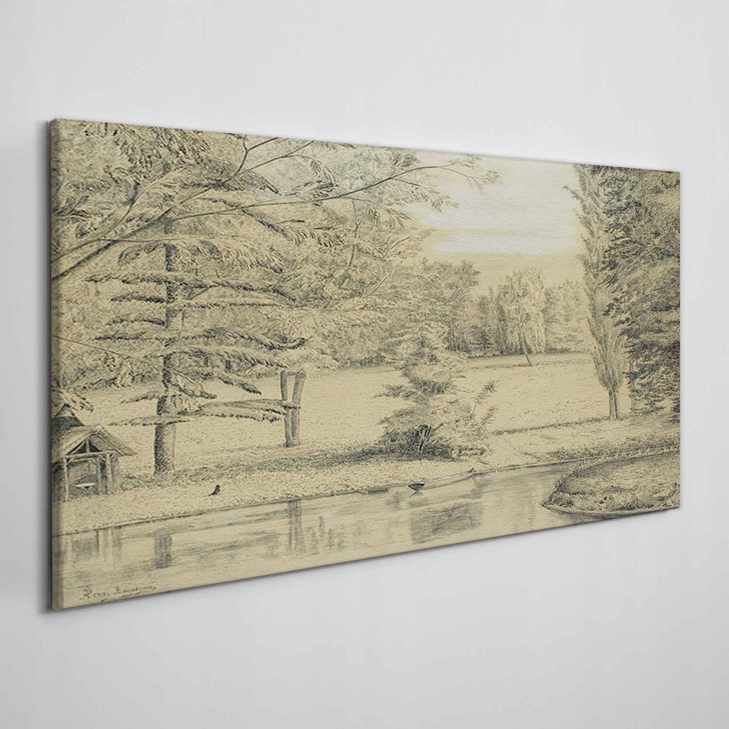 

Obraz ścienny na ramie płótnoLas woda 140x70 cm