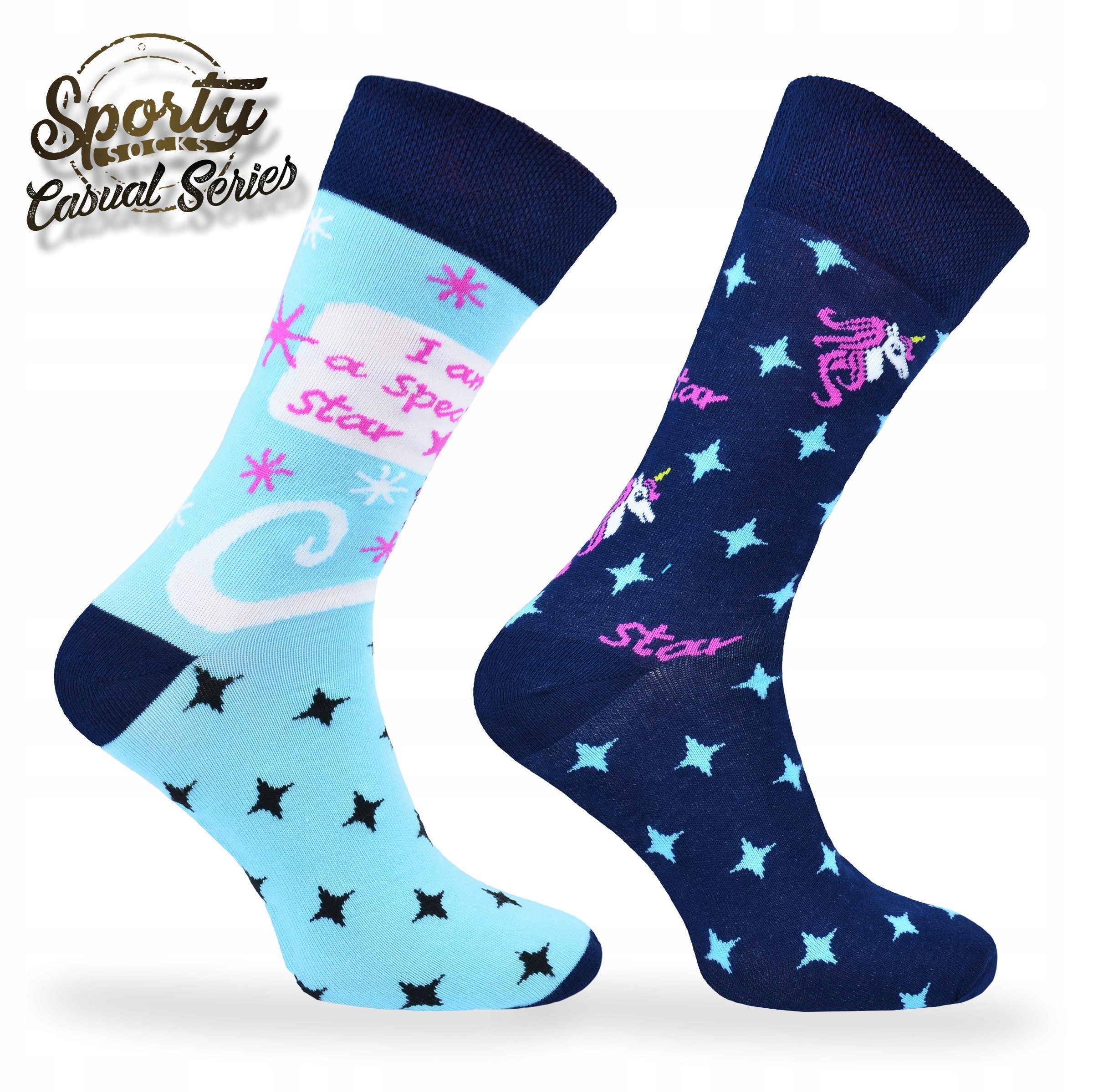 Kolorowe asymetryczne skarpetki bawełniane Unicorn Marka Comodo