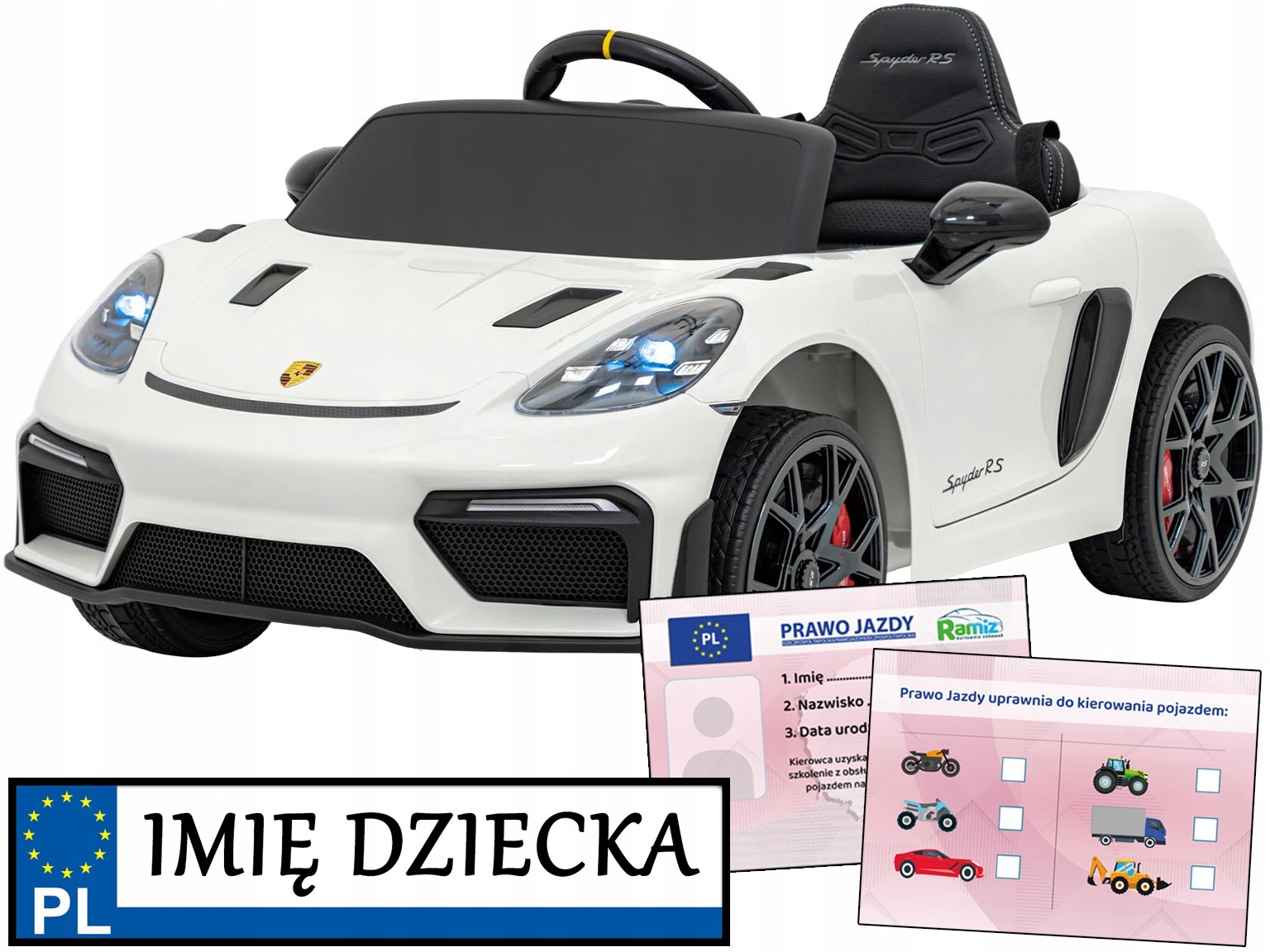 lakierowane auto na akumulator dla dziecka Porshe Spyder Rs 718 pilot 2,4