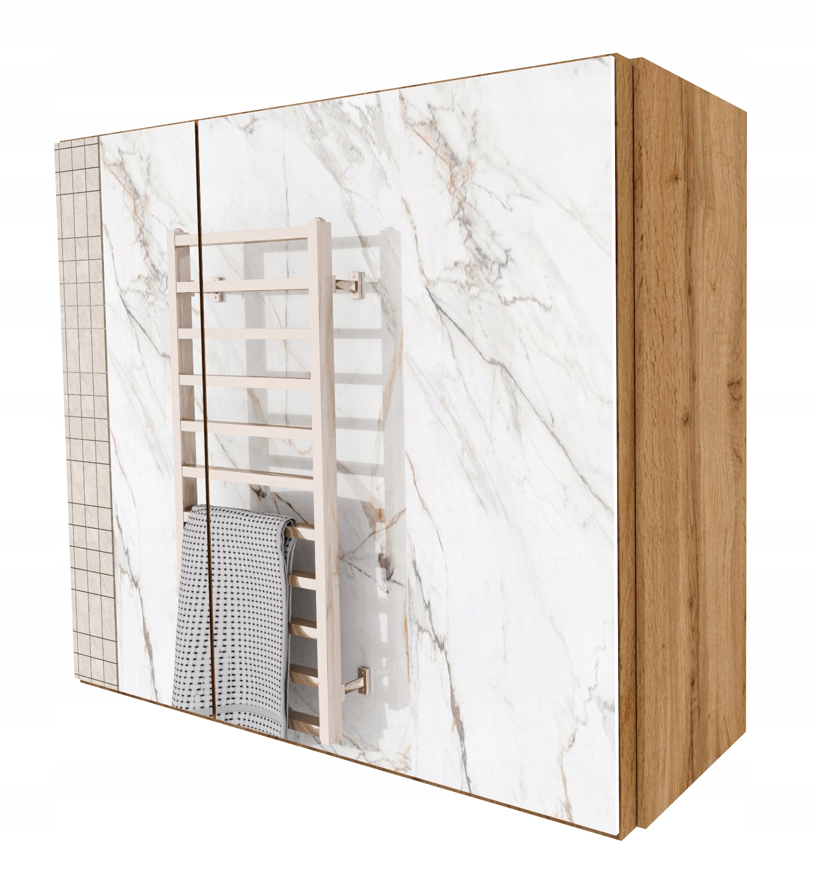 Koupelnová skříňka regál do koupelny police zrcadlo závěsná koupelna dub wotan