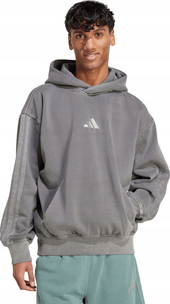 Pánská Mikina Adidas All Szn Fleece Washed Hoodie Šedá JL6539 velikost M
