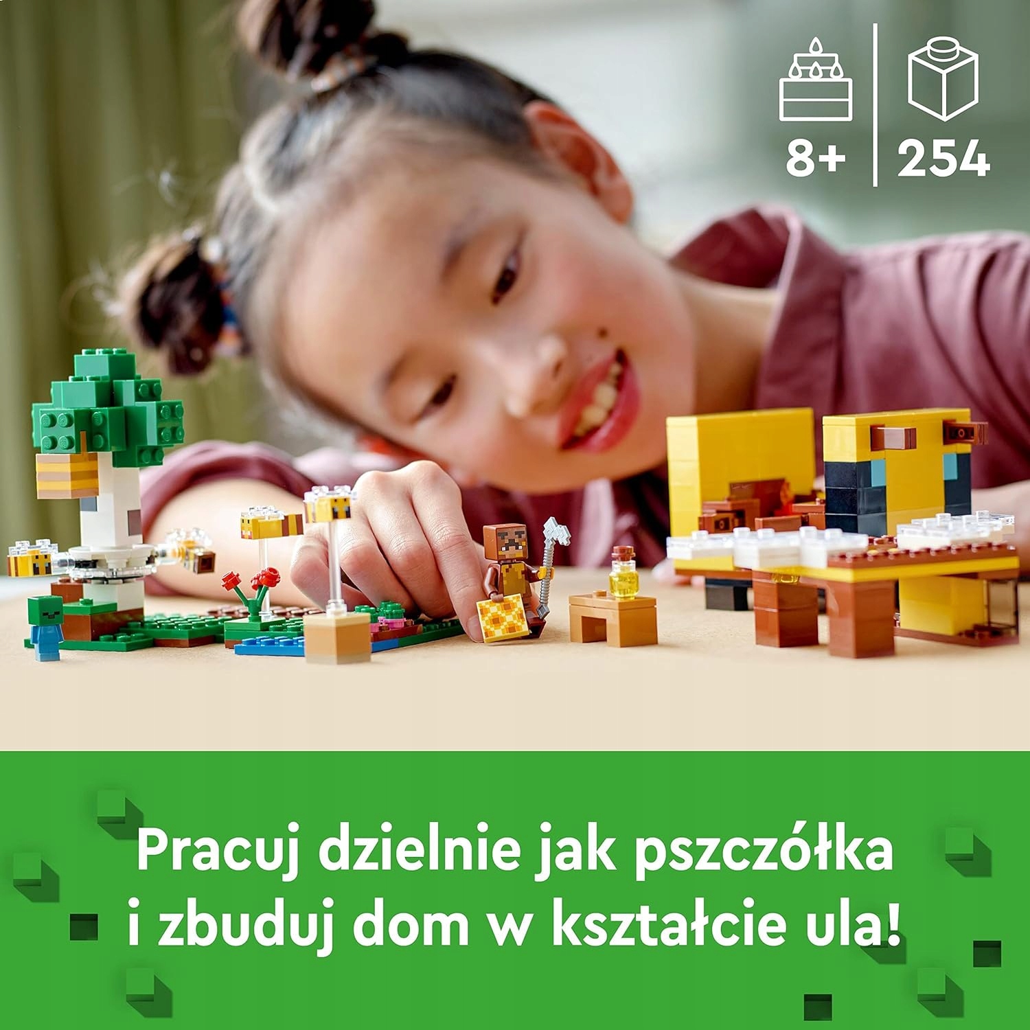 LEGO MAINCRAFT 21241 PSZCZELI UL PASIEKA PSZCZOŁY 8+ Liczba elementów 254 szt.