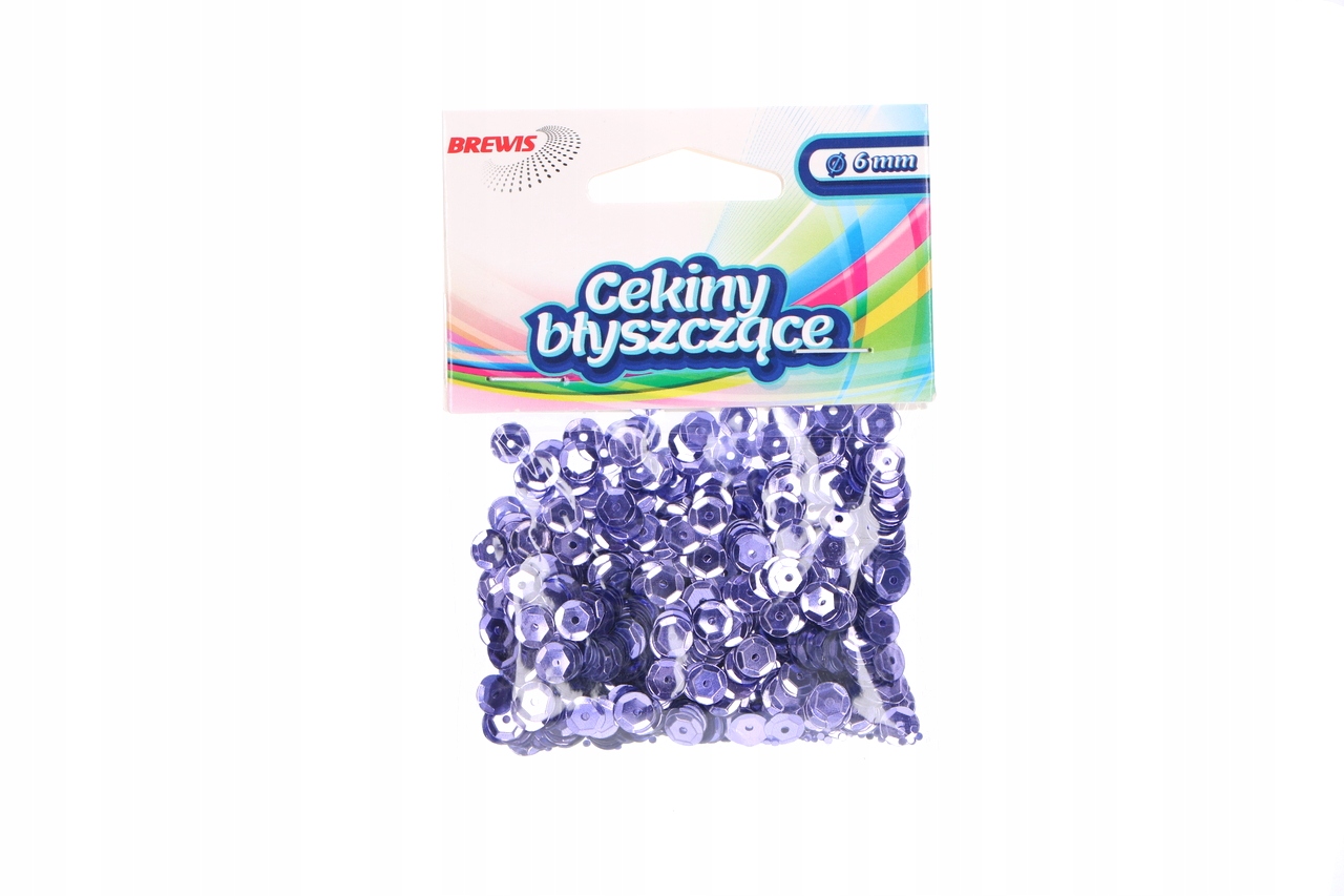 Cekiny błyszczące 6mm fioletowy Brewis