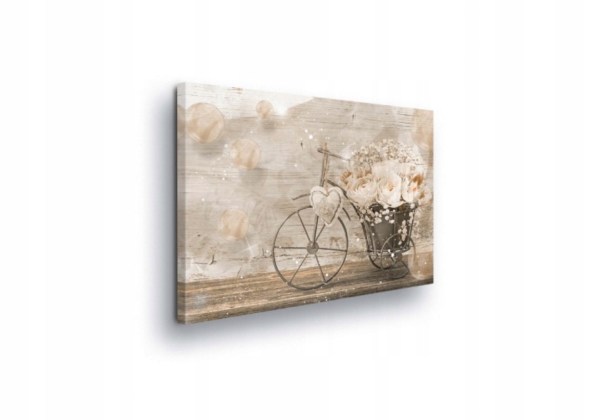 Obraz 100x75 Vintage romantika květiny kolo srdce útulný bokeh dřevěné
