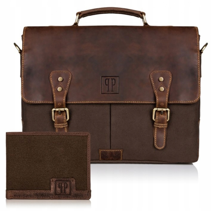 Pánská taška přes rameno A4 pánská peněženka hnědá Rfid sada pro muže