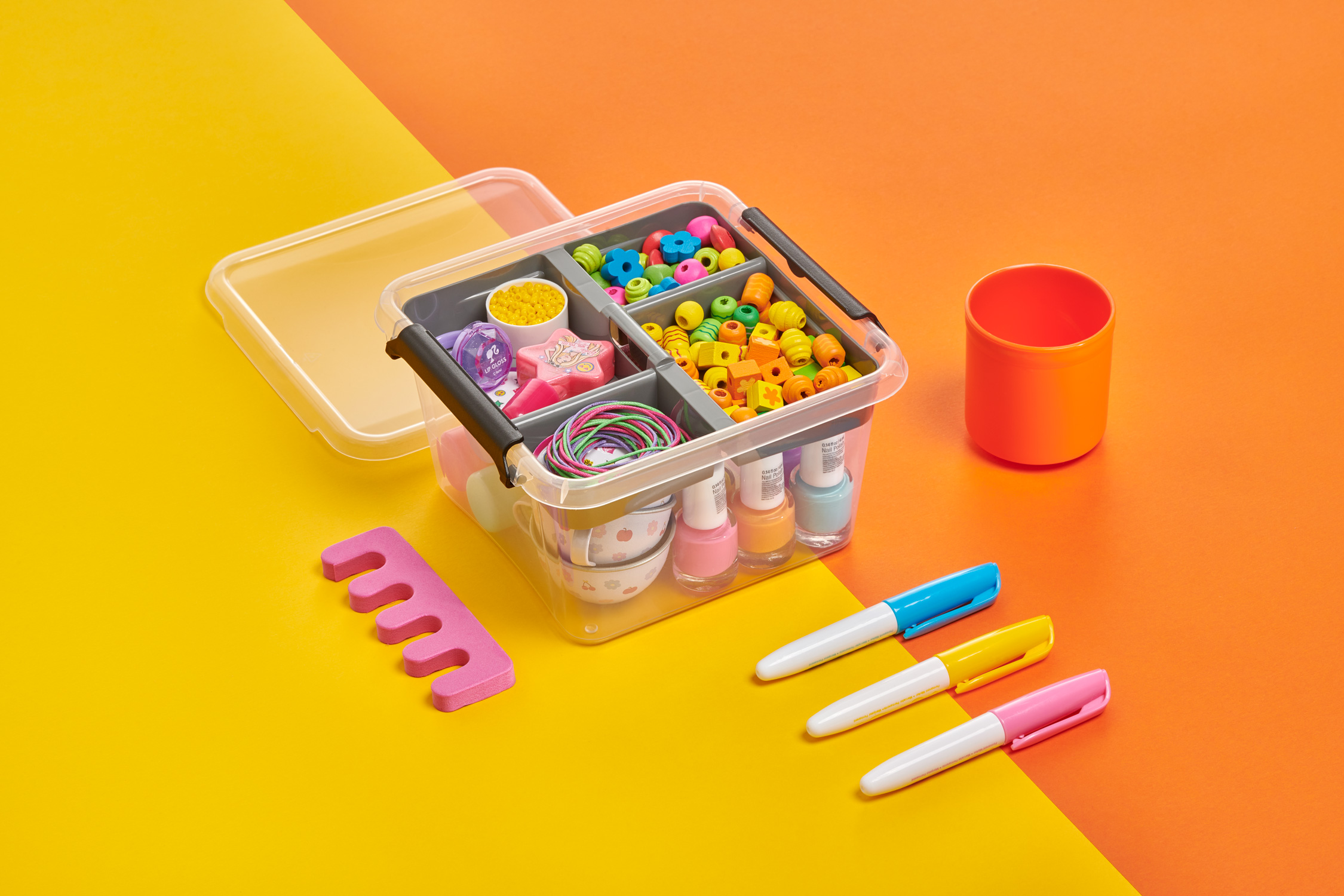 ORGANIZER PLASTIKOWY 0,85L NA JEDZENIE KOSMETYKI ZABAWKI PRZYBORY PUDEŁKO Stan opakowania oryginalne