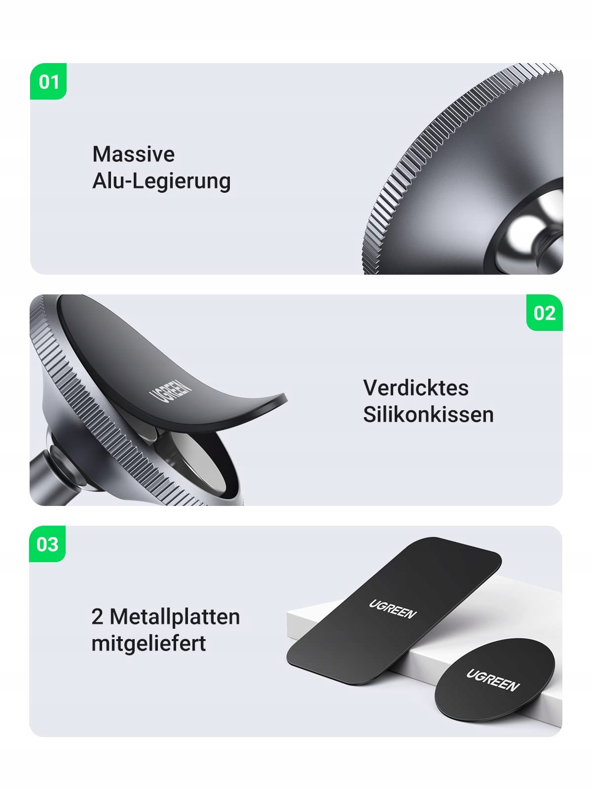 UGREEN Magnetyczny Uchwyt Samochodowy 360° do iPhone 15 14 Galaxy S23 — miniatura 5