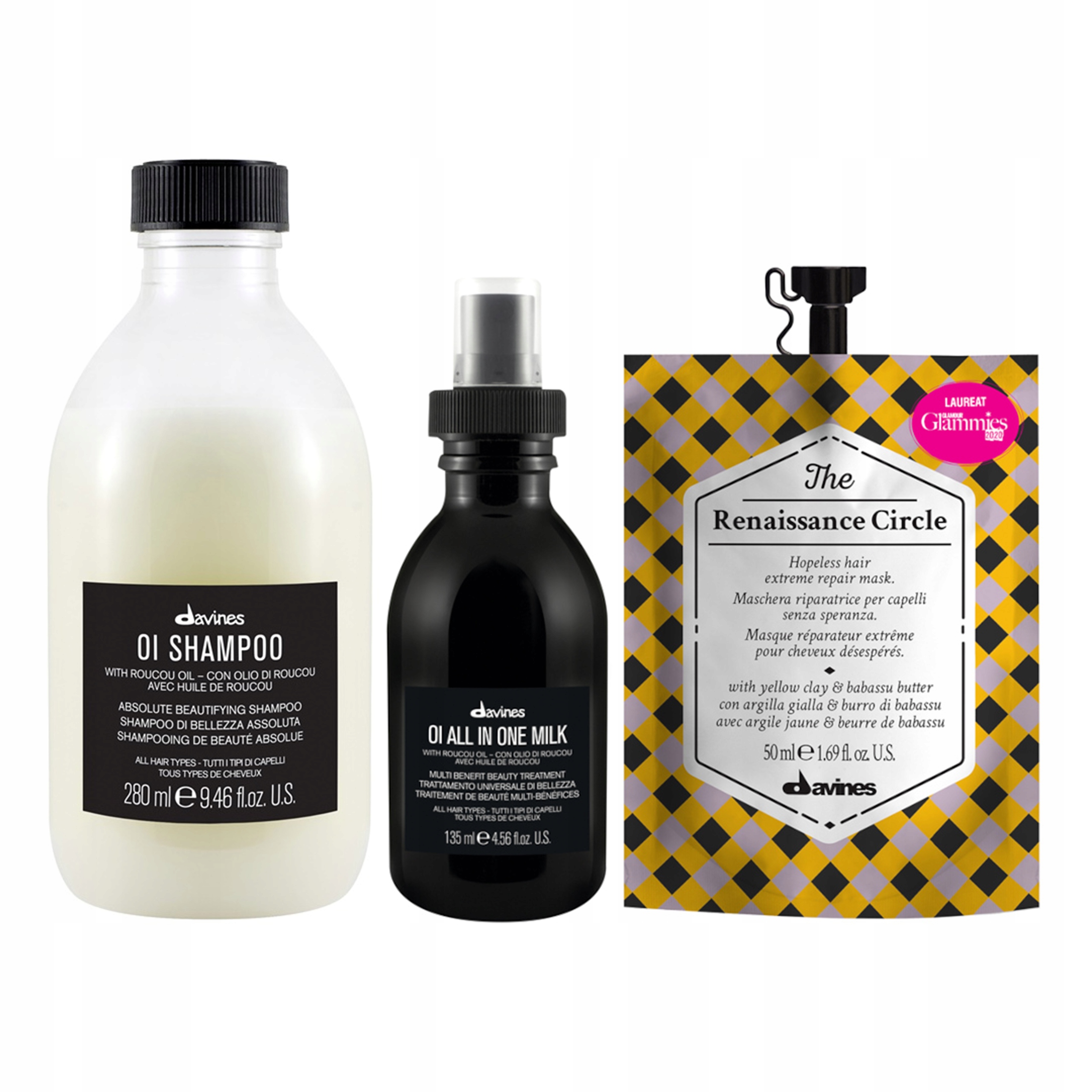 Davines Oi Oil šampon 280 ml mléko 135 ml maska Renaissance 50 ml