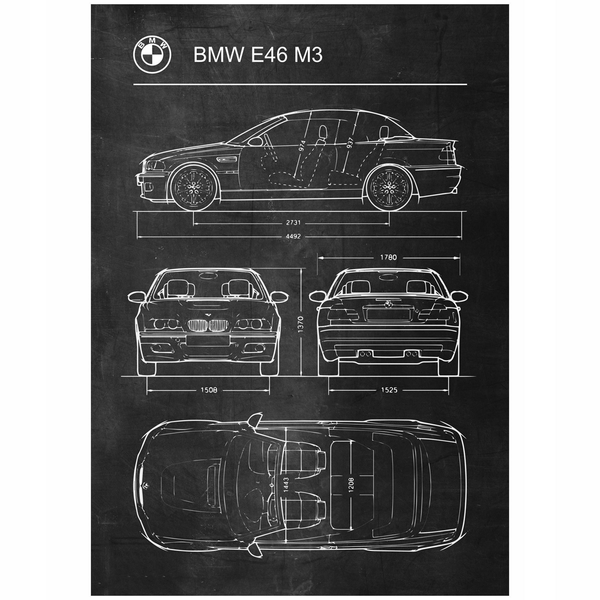 

Plakat Bmw E46 M3 Retro Patent Schemat Poster