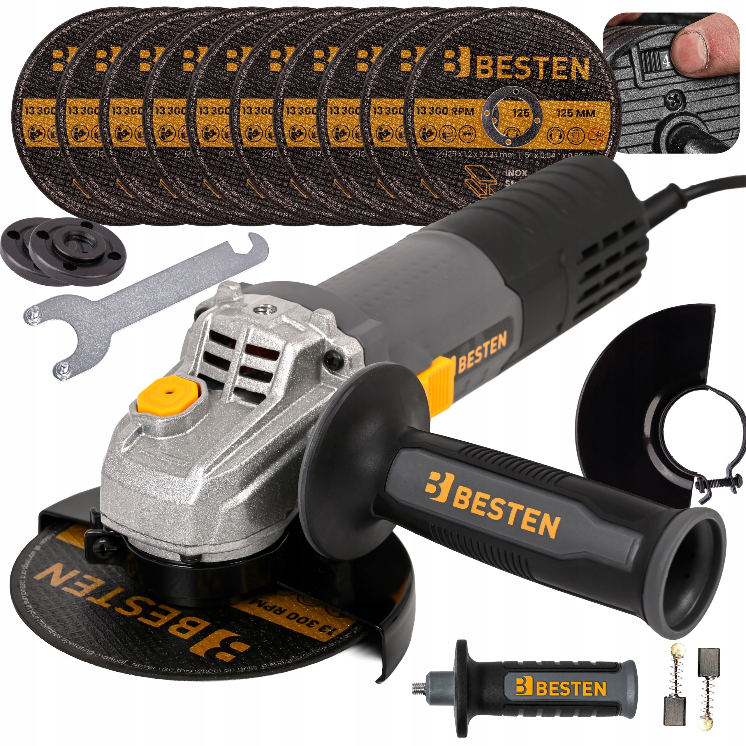 Úhlová bruska bruska Diax výkonná 1300 W Regulace 125 mm SoftStart Sada