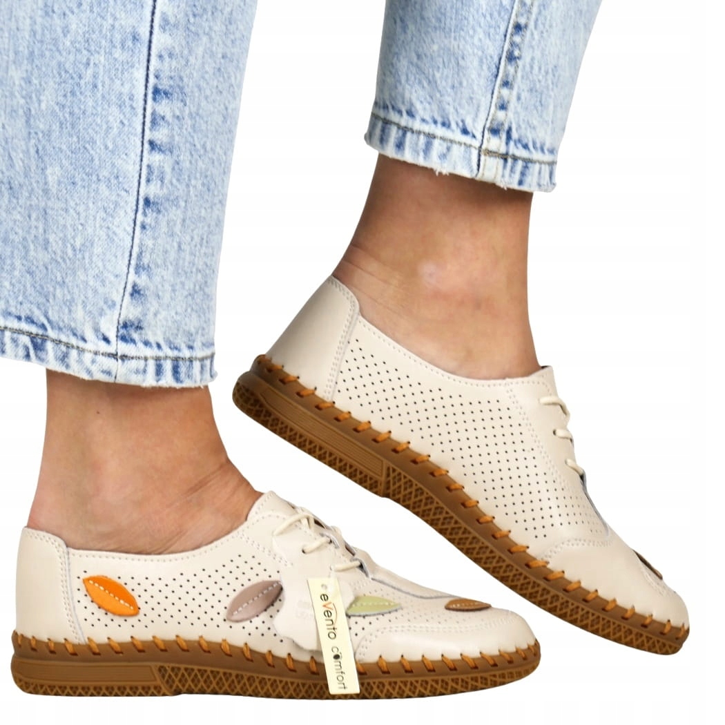 iBury Kožené Dámské Šněrovací Polobotky Béžové Série Comfort Pohodlné Top