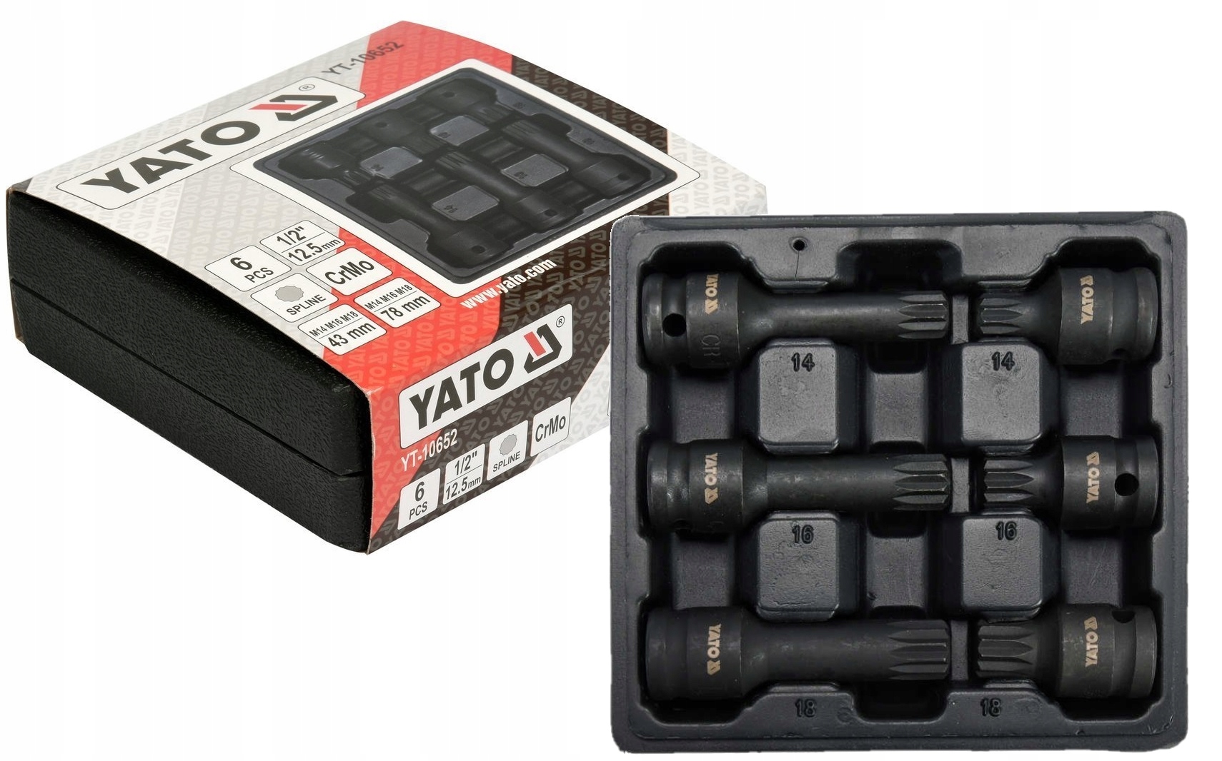 Zestaw udarowych kluczy trzpieniowych spline 1/2" Yato YT-10652