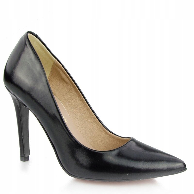 LaRoni E002 Lodičky Podpatky Kůže Lico Černé