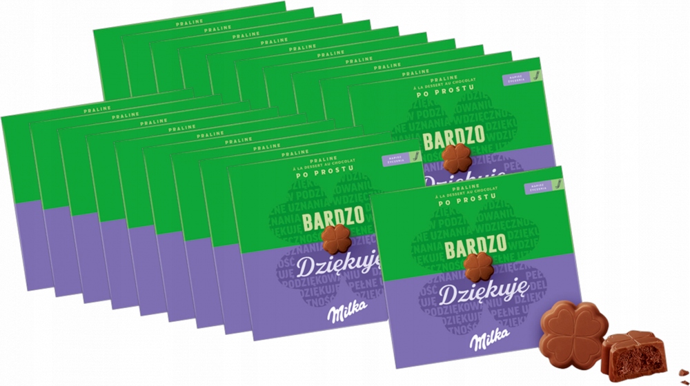 Milka praliny Bardzo Dziękuję 110g czekoladki upominek x20