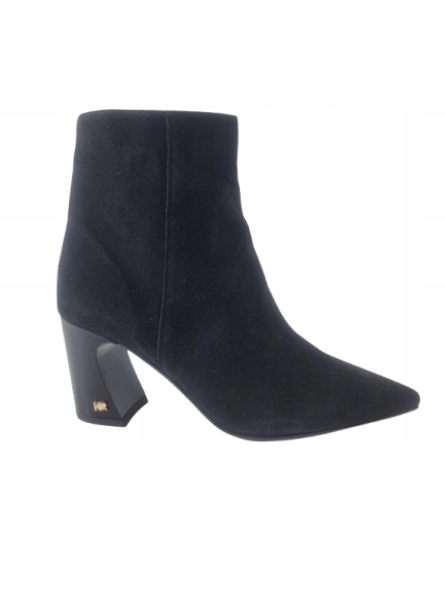 Černé velurové kotníkové boty dámské do špičky kožené boty podpatek nový model Karino 37