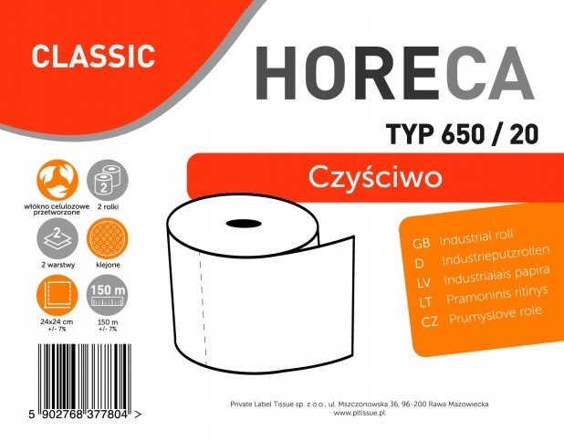 

Horeca Classic Czyściwo papierowe 2 rolki 2-warstw