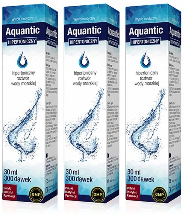 Aquantic Hipertoniczny Roztwór Wody Morskiej Higiena Nosa Nawilżanie 30ml