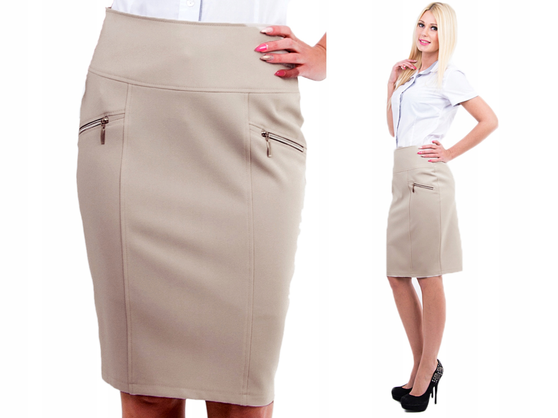 

D149 Elegancka Spódnica Brązowy r. 50