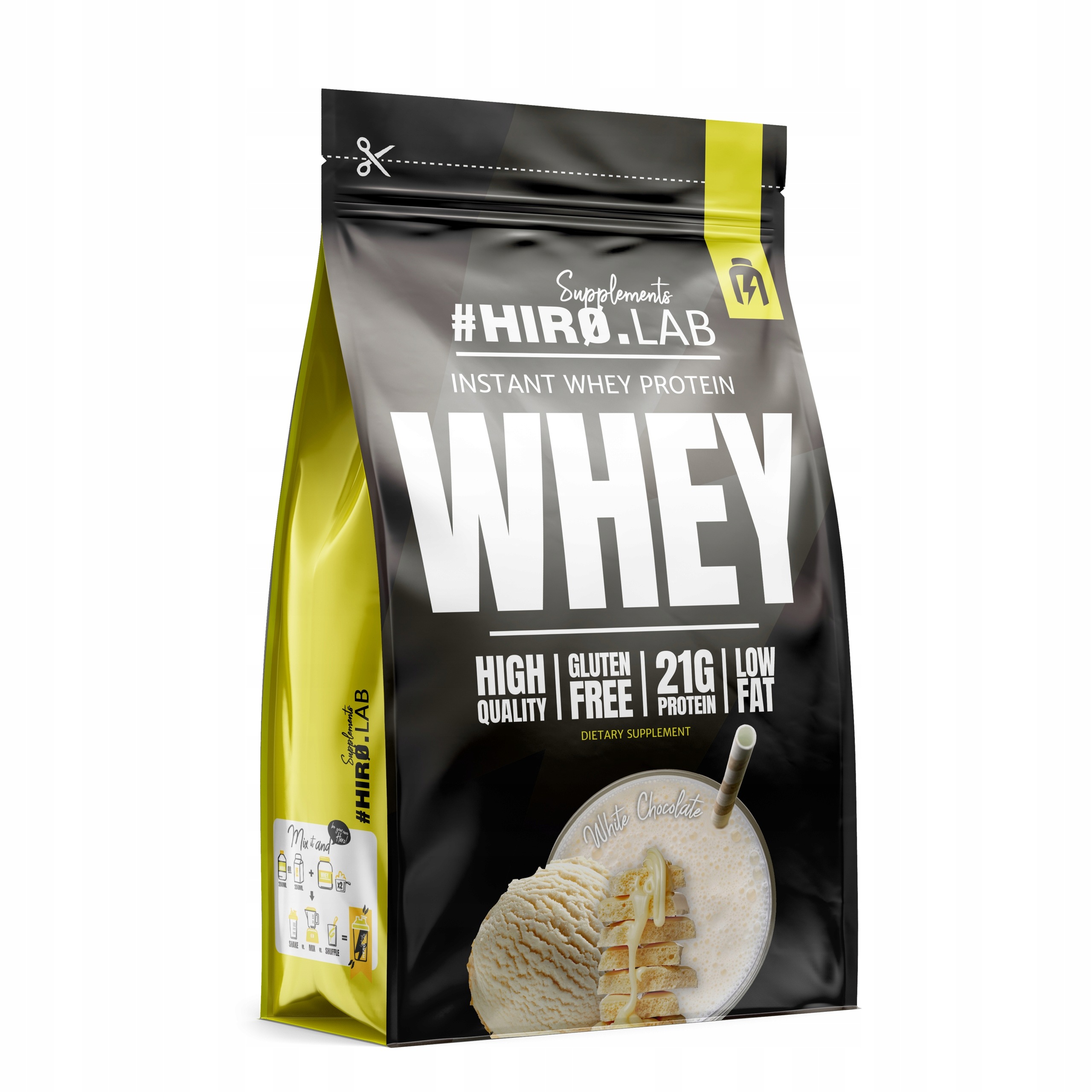 Protein Hiro.lab Instant Whey Protein Wpc 750 g Bílá Čokoláda Doplněk Stravy