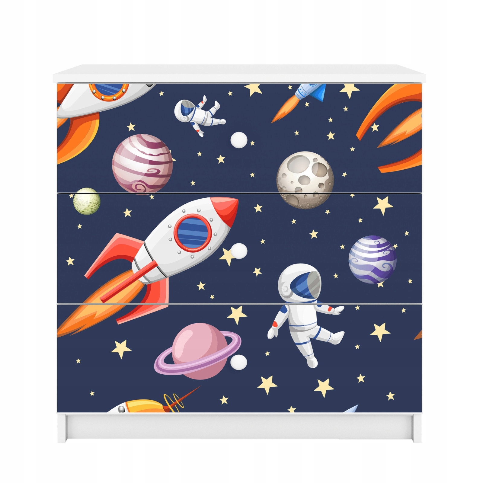 Komoda Babydreams bílá grafika Vesmír 80 cm