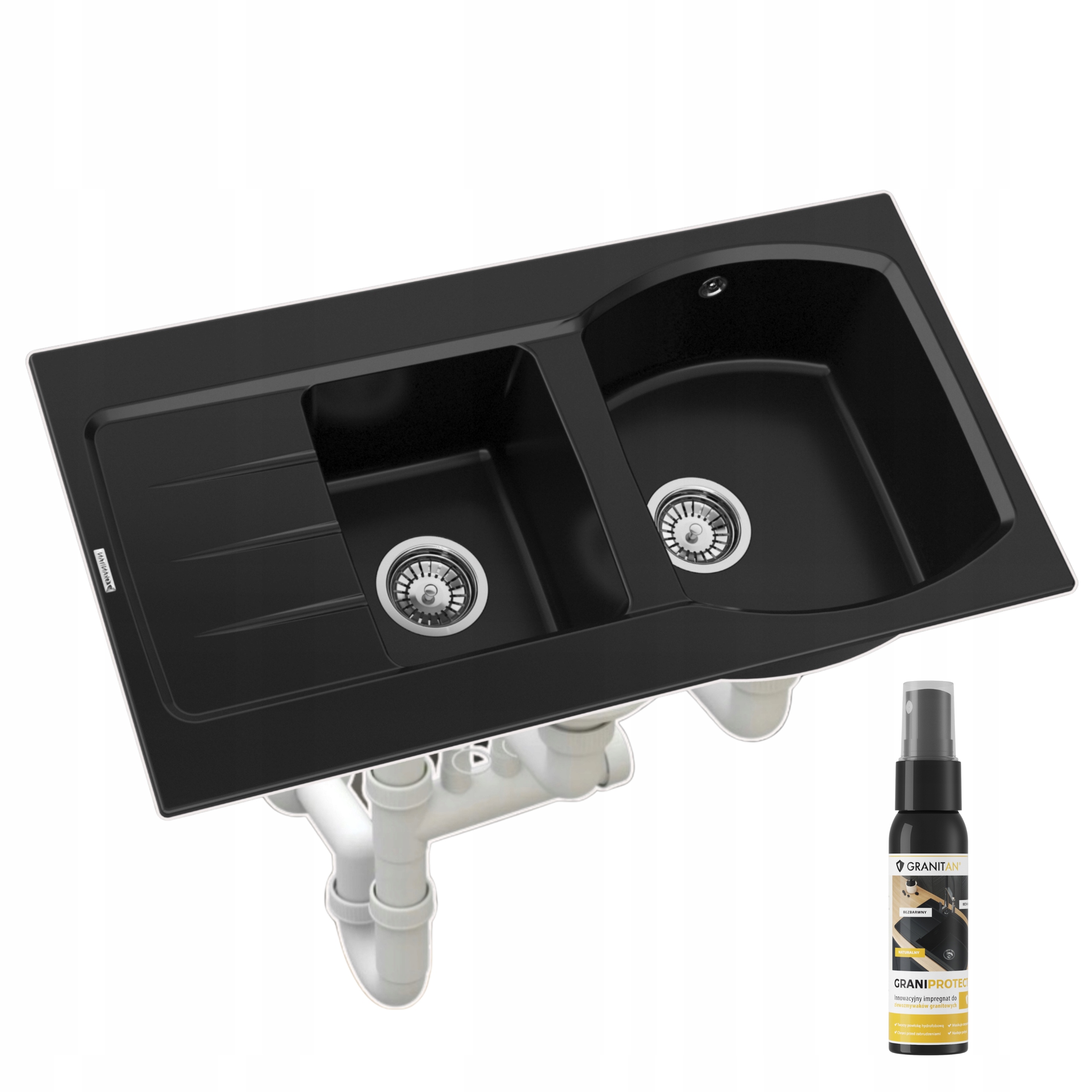 Granitový kuchyňský dřez Master 1,5 komory se sifonem, 5 barev