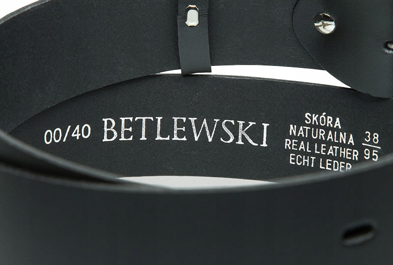 SKÓRZANY PASEK MĘSKI SKÓRA CZARNY BETLEWSKI 130 CM Długość bez klamry 130 cm