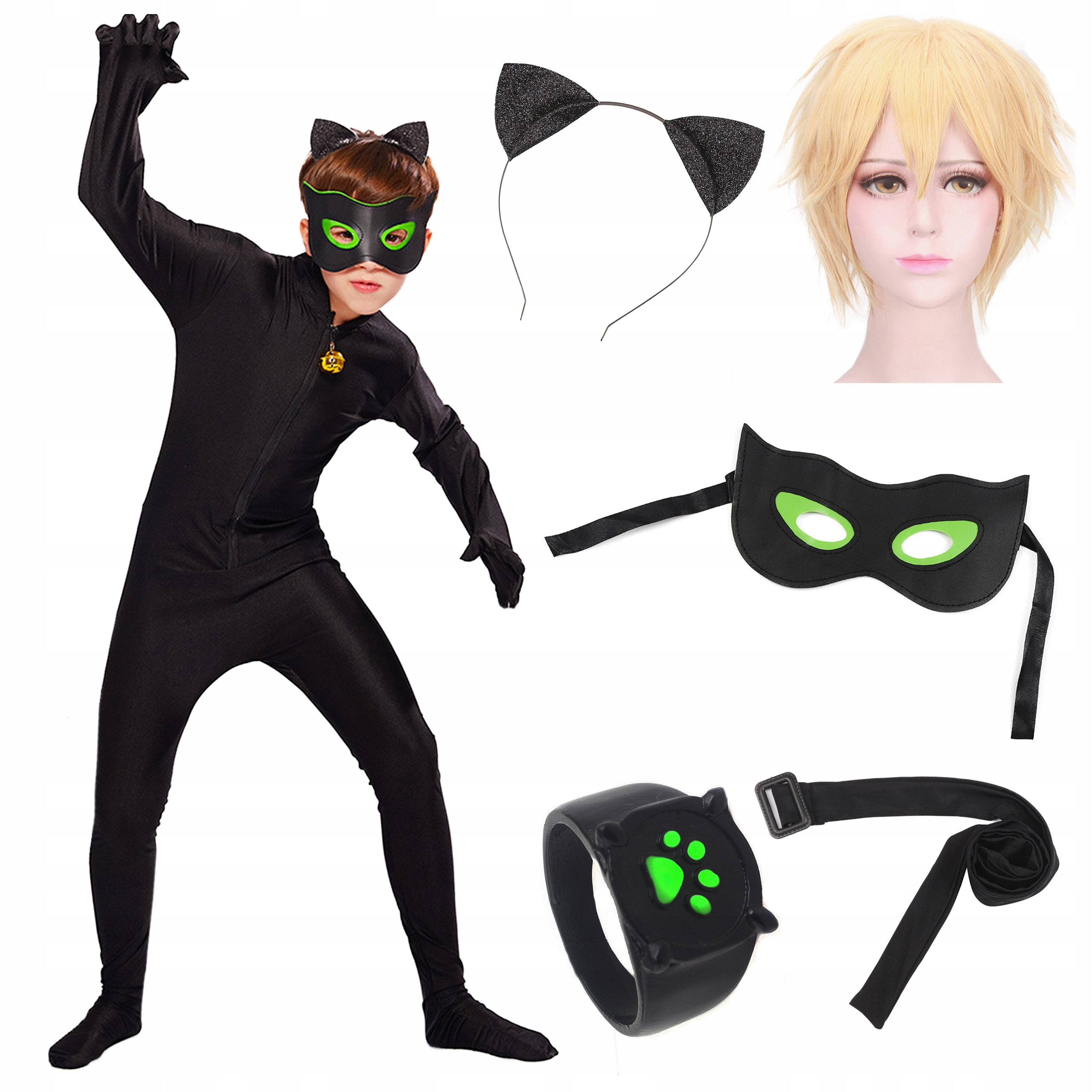 

Przebranie Czarny Kot strój Maska Peruka pierścień