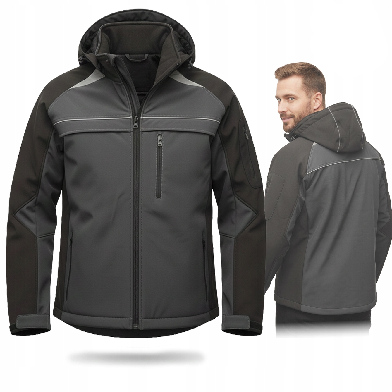 Kurtka Męska Softshell Robocza Wodoodporna Ciepła Bluza wiosna Z Kapturem