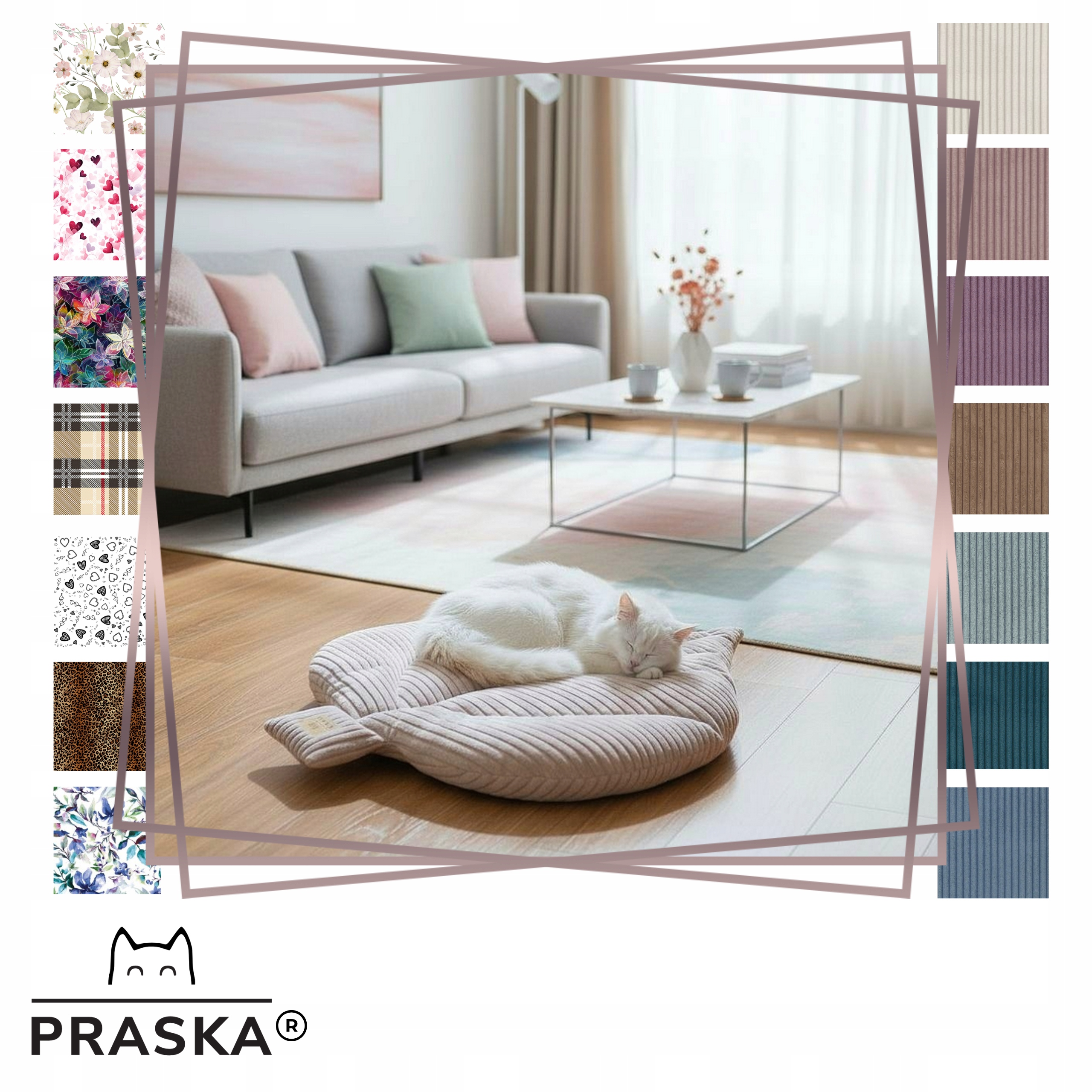 Levně Praska Podložka pelíšek pro kočky a psa Leaf Heart Premium 55x60cm Výběr Barvy