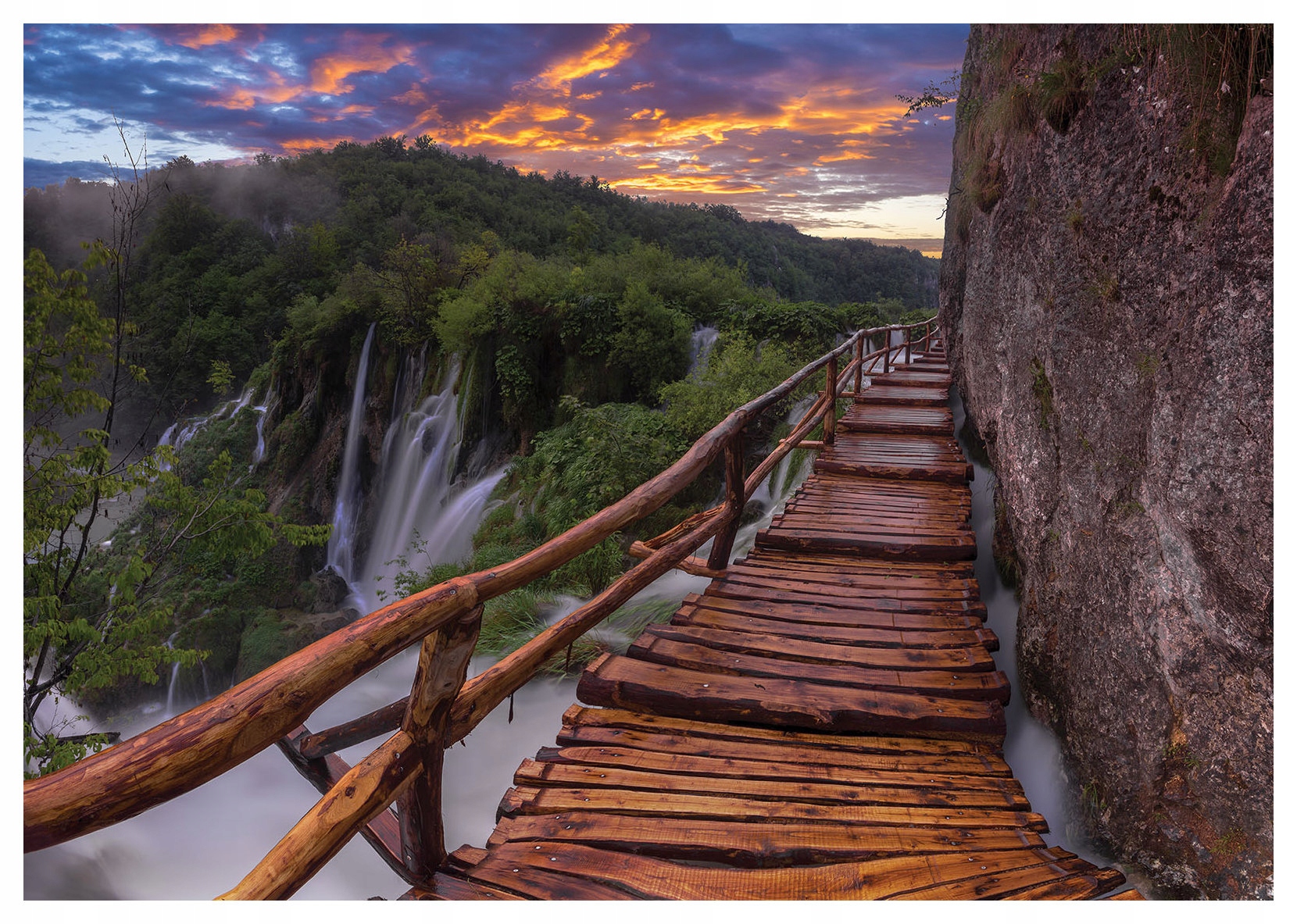 Fototapeta Vodopády Les Stezka Západ Slunce vinylová 254x184 lepidlo