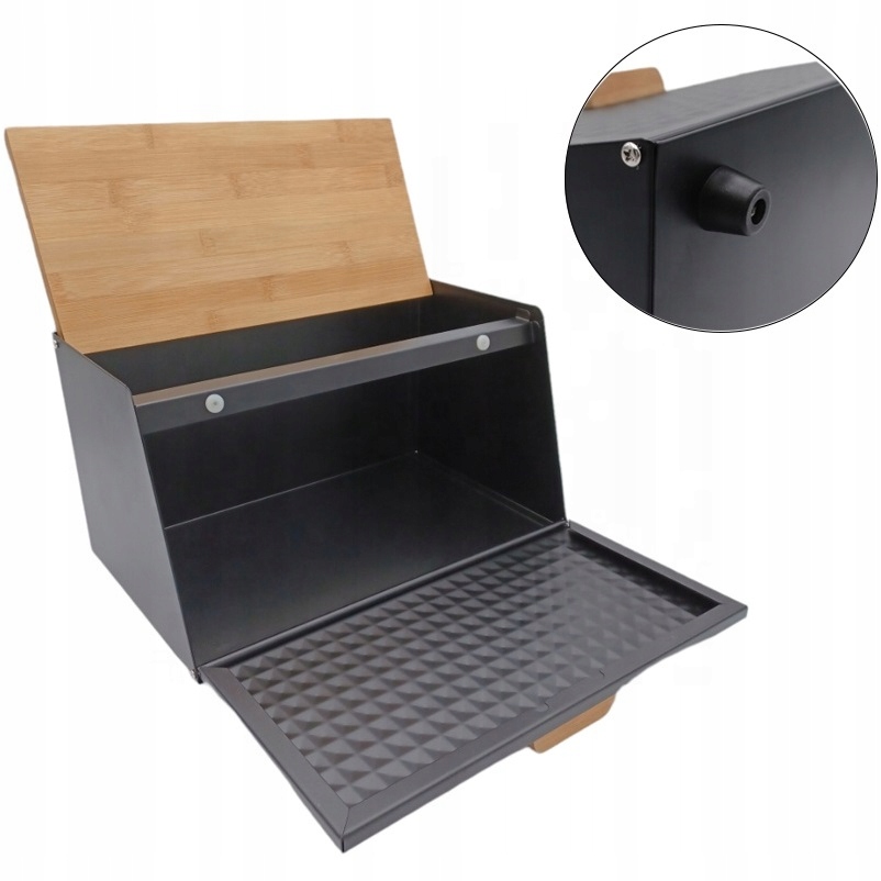 ELEGANCKI ZESTAW CHLEBAK METALOWY DREWNO POJEMNIK NA ŻYWNOŚĆ CZARNY + NÓŻ EAN (GTIN) 5906716927431