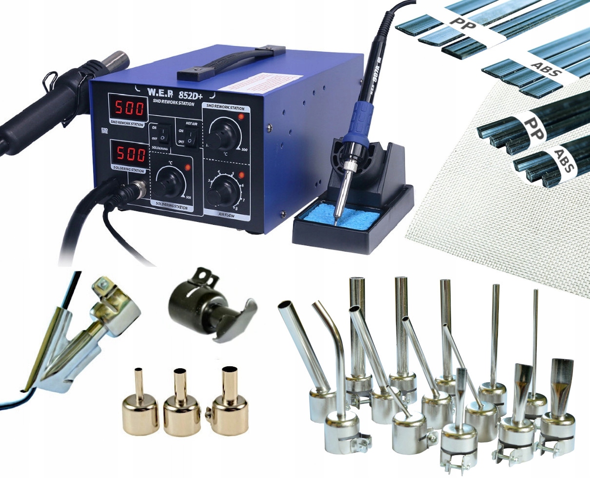 Spawarka do plastiku WEP 852D+ 20x dysza + BUT, żelazko, plastiki, siatka