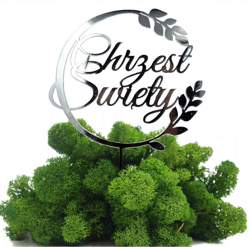 TOPPER SREBRNY dekoracja na tort CHRZEST Typ toppery