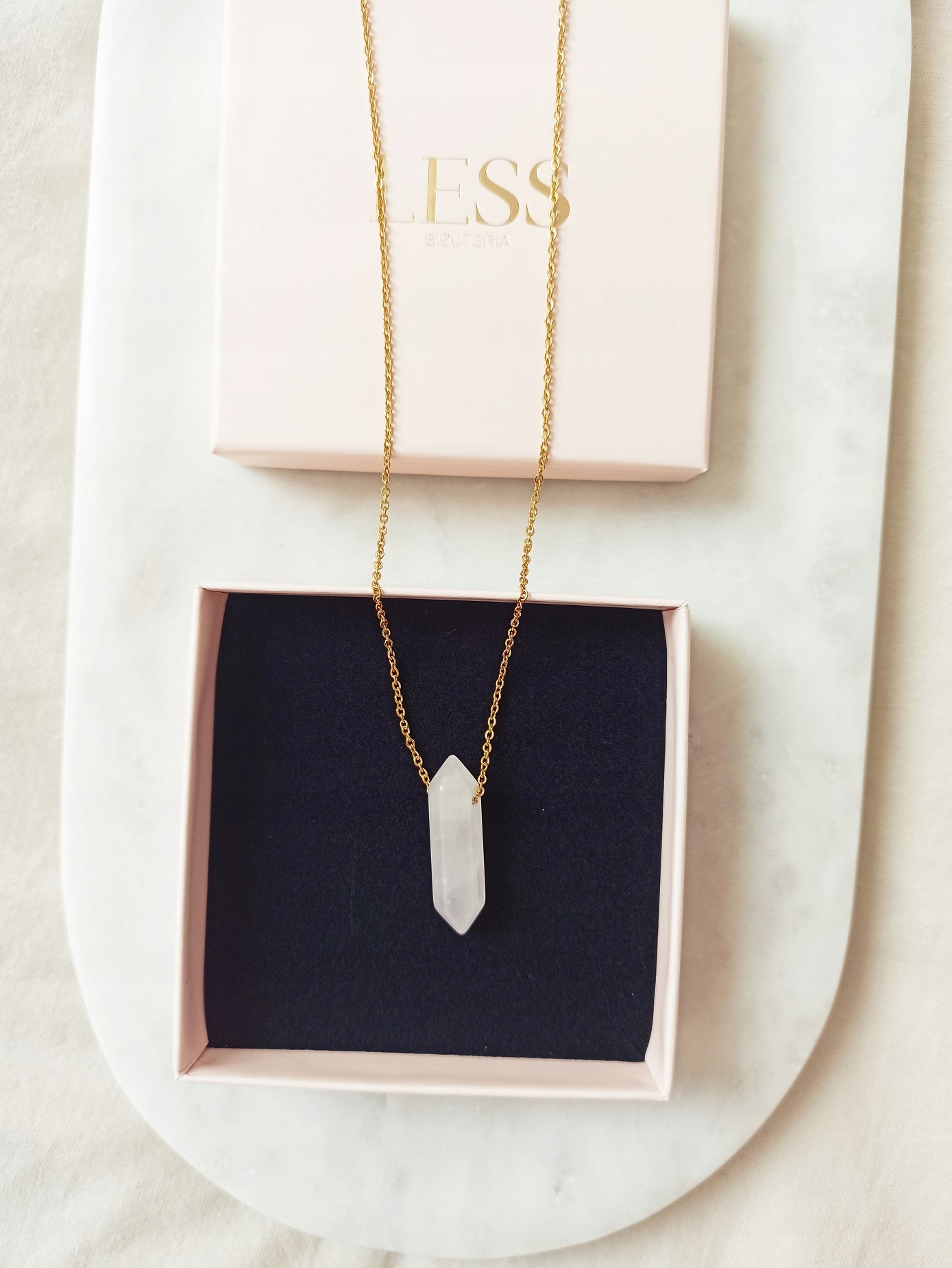 Naszyjnik Różowy Kryształ Górski Sople Amulet Rodzaj Klasyczne Rękodzieło Inny