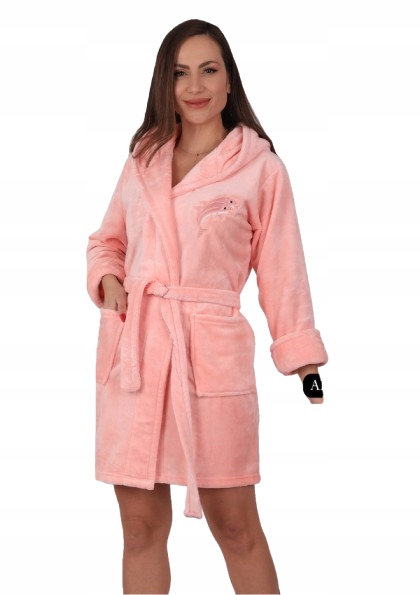 Teplý Župan Příjemný Na Dotek, Soft Růžový Župan S Kapucí XL