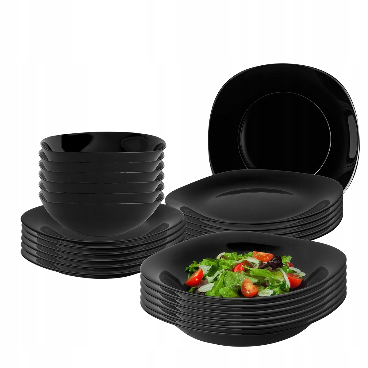 Sada Servis talířů a salátů pro 6 osob Altom Design Black Harmony 24 ks