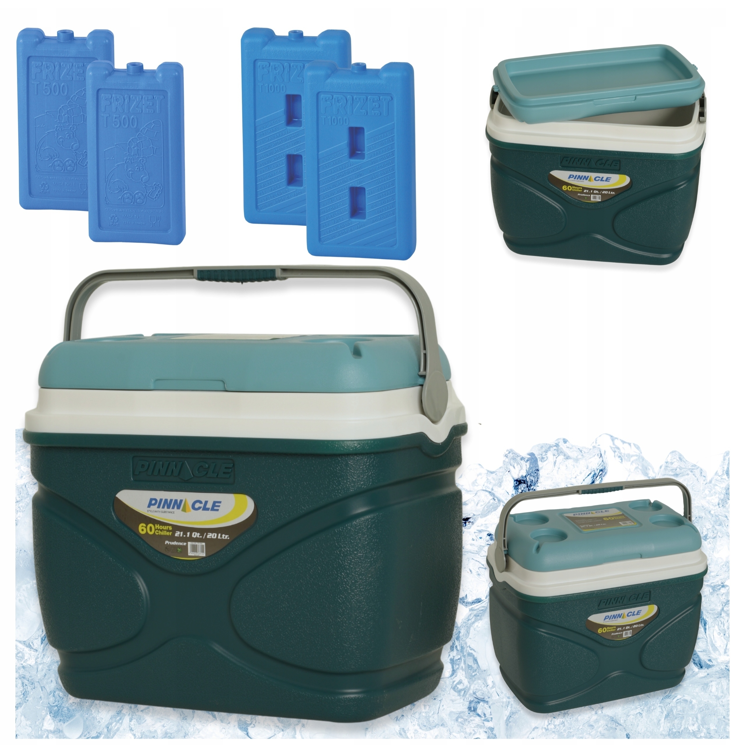 Velká turistická lednička Pinnacle 20 l modrá 4 náplně 2x 500 ml 2x 1000 ml