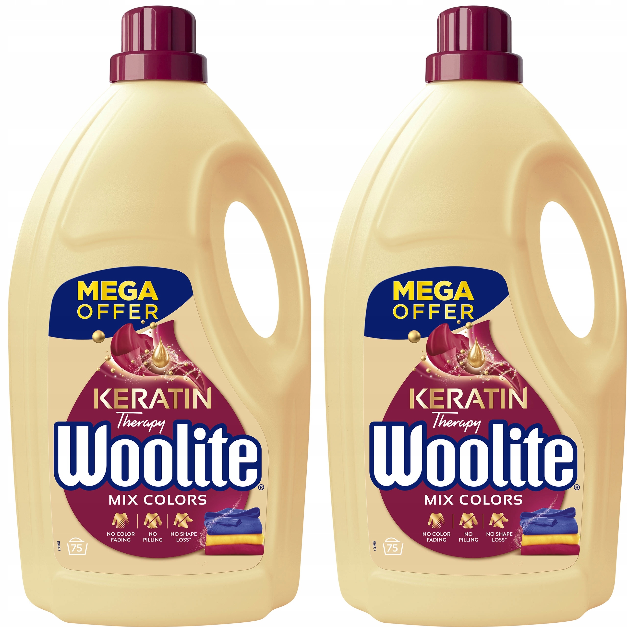 Levně Woolite Colors s keratinem Tekutý prací prostředek na barevné prádlo 4,5 l x2