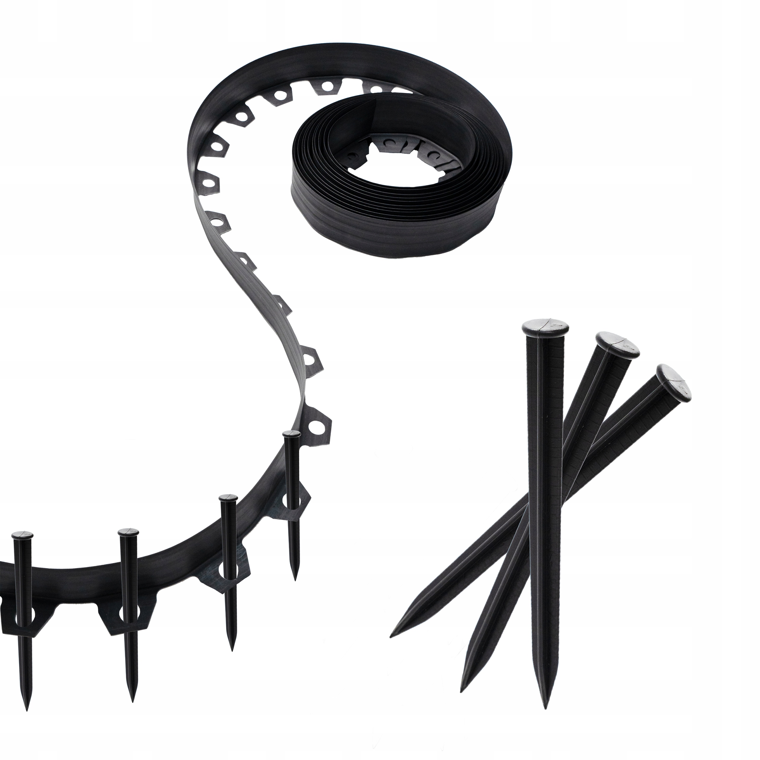 OBRZEŻE OGRODOWE 10m czarny wys. 6cm trawnikowe tworzywo sztuczne + kotwy Producent inna