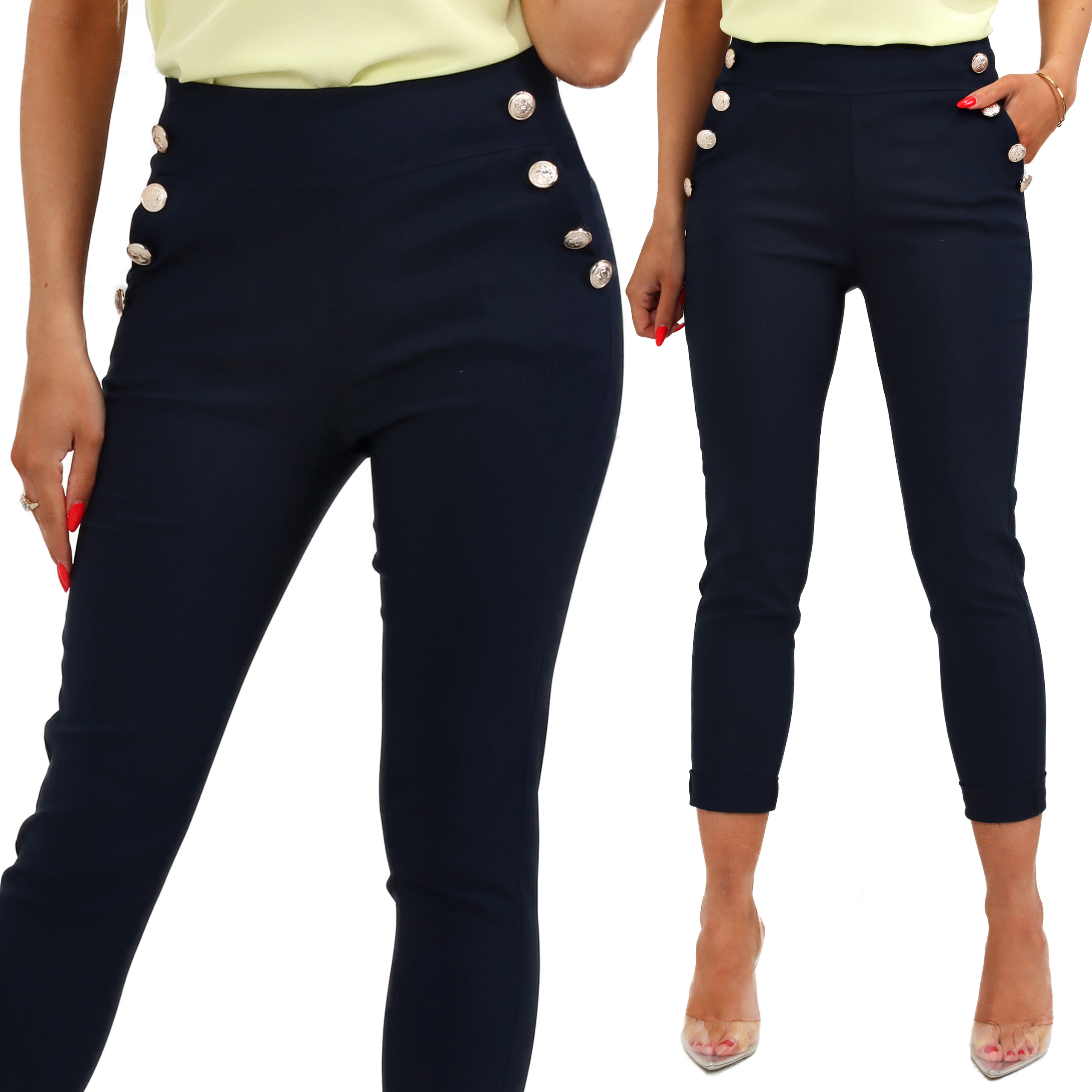 

Spodnie Damskie Rurki Cygaretki Modne 42 XL Granat