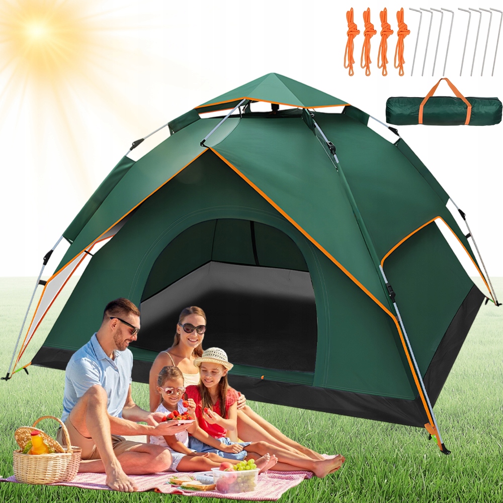 Namiot Kempingowy 3-4 Osobowy Dwuwarstwowy Na Plażę Festiwal Camping