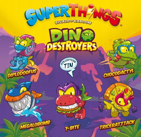 SUPERTHINGS ZINGS - DINO DESTROYERS - METALOWA PUSZKA 5 FIGUREK Kod producenta 60141000