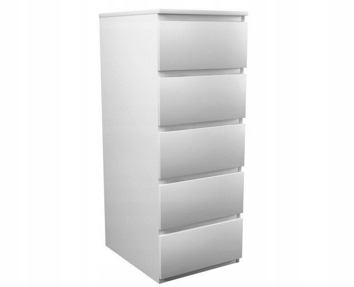 

Biała Duża Komoda Szafka Słupek 5 Szuflad 40CM