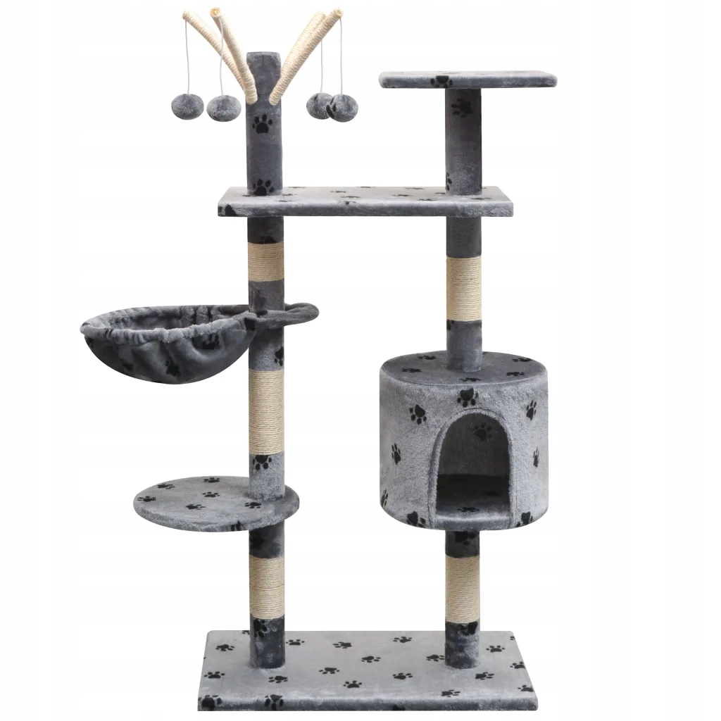 Levně Škrabadlo pro kočky, 125 cm, šedé vzorem v kočičím l