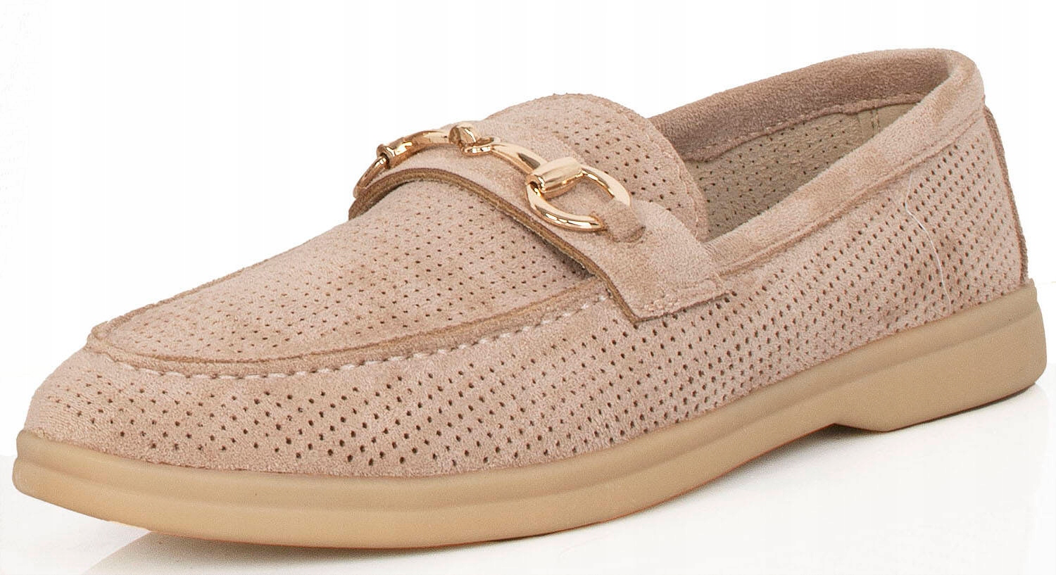 MOKASYNY BEŻOWE ZAMSZOWE DAMSKIE PÓŁBUTY LOAFERSY 39